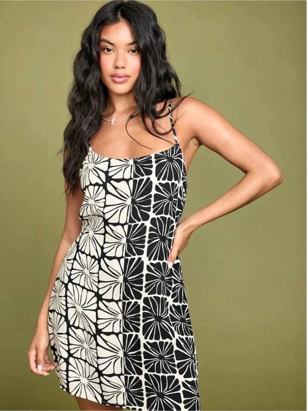 Billabong Heart Song Mini Dress Floral Mini Dress in Black & White Size Small